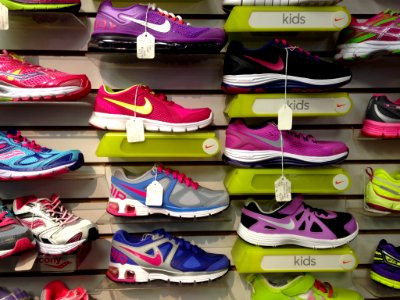 Running shoes display photo