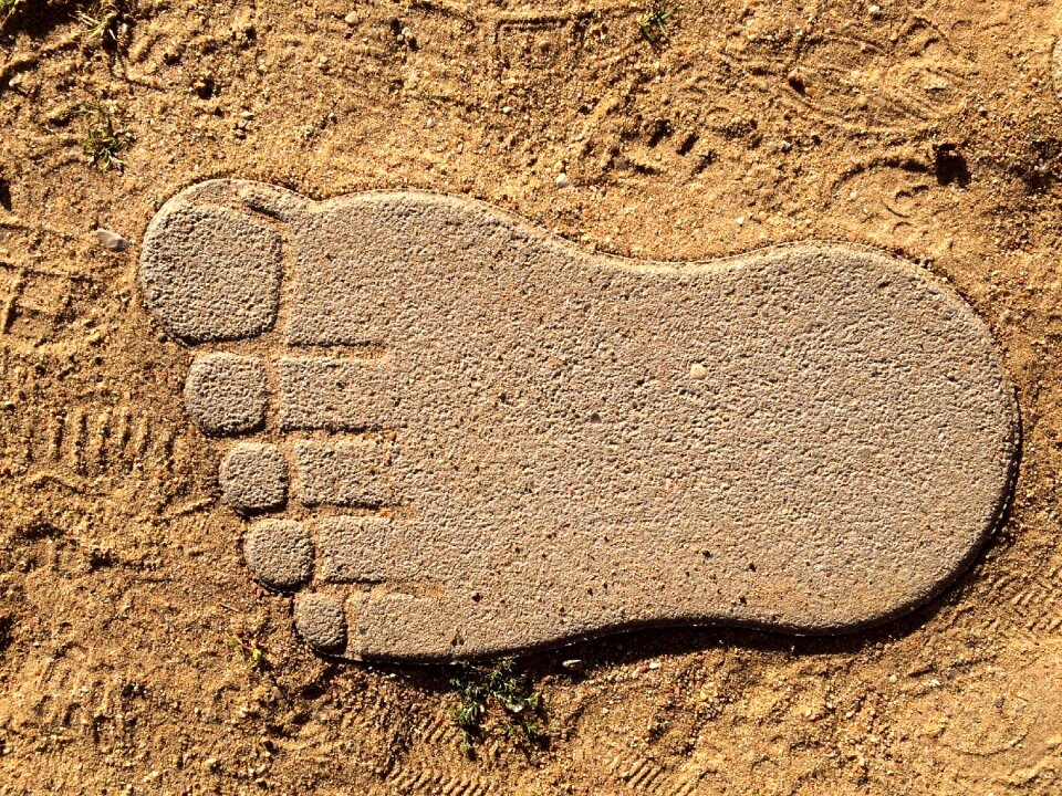 Barefoot tracks in the sand ten