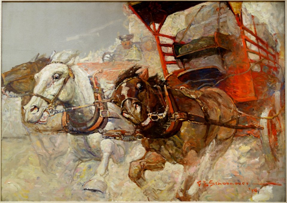 Runaway Horses by Frank Schoonover, published in American Magazine, Novembert 1914, p. 21 - New Britain Museum of American Art - DSC08998