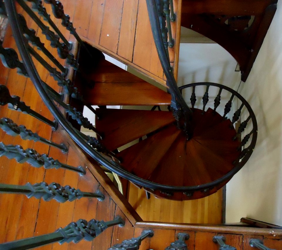Rutgers University Geology museum looking down at spiral staircase