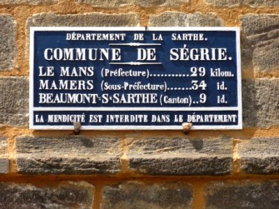 Ségrie (Sarthe) plaque de cocher communal