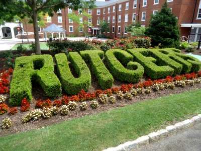 Rutgers University College Avenue campus July 2016 Hedge spells out Rutgers photo