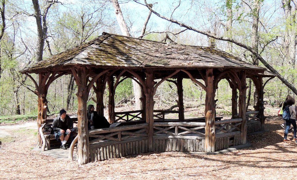Rustic Shelter in sunny Ramble of Central Park jeh