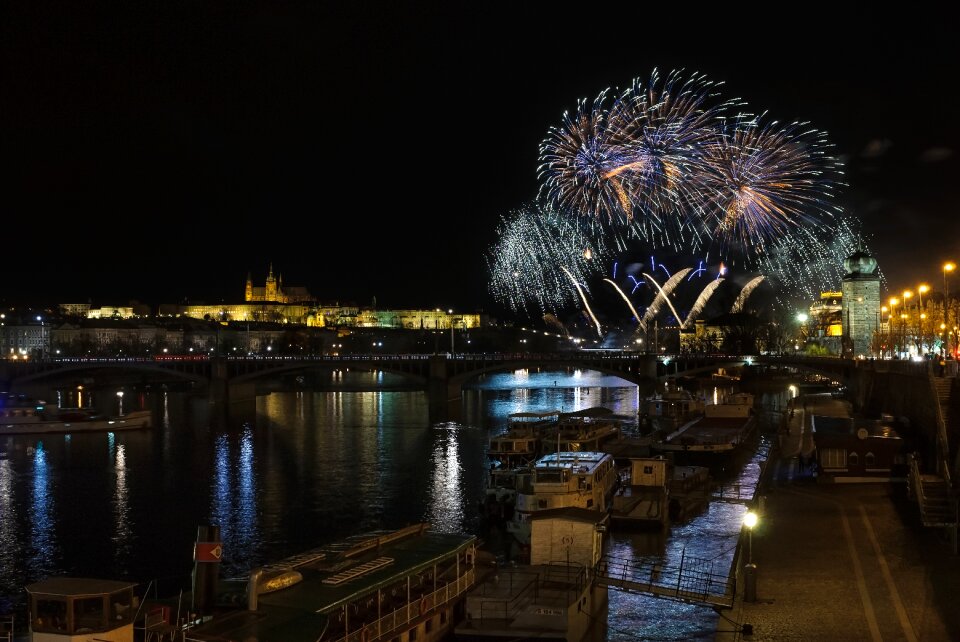 Fireworks river charles bridge