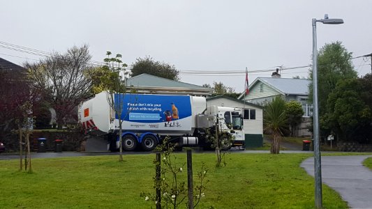 Rubbish Truck Next To Nw Cycleway St Lukes