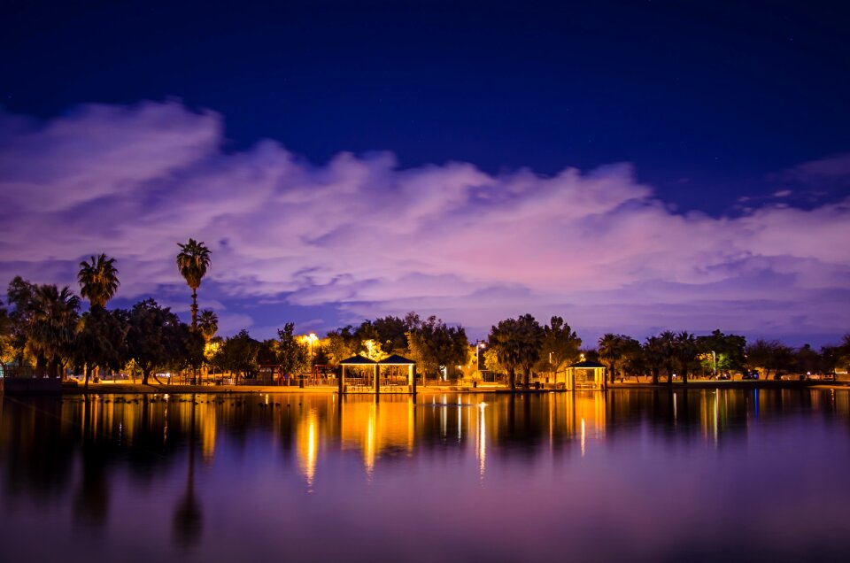 Purple sunset desert breeze evening lake