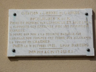 Rozelieures (M-et-M) mairie, plaque commémorative Bataille de Rozelieures