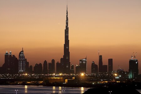 Dubai sunset skyscraper photo