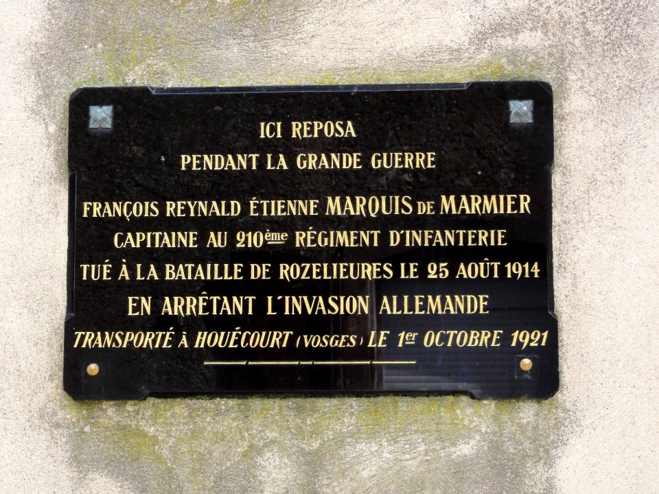 Rozelieures (M-et-M) plaque commémorative marquis de Marmier