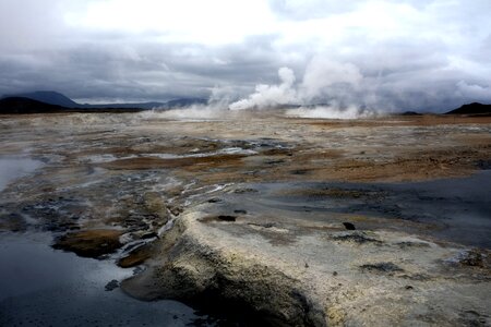 Volcanic landscape sulfur gases