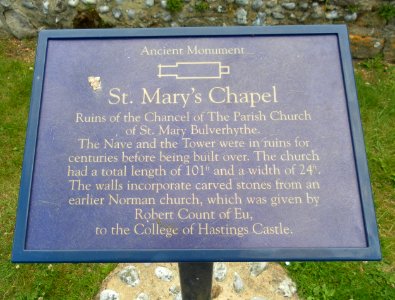 Ruin of St Mary's Chapel, Hythe Avenue, Bulverhythe (June 2011) (Information Sign)