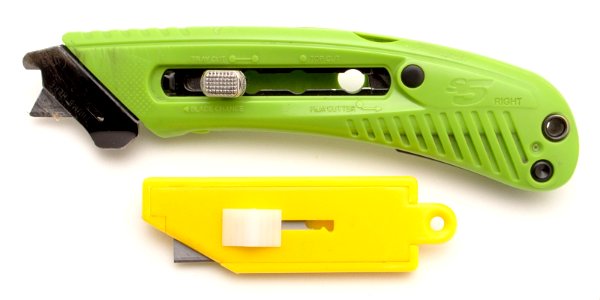Safety cutter and simple box cutter blades extended photo