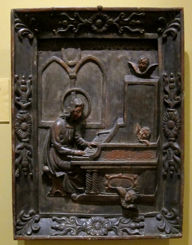 Saint Cecilia Playing an Organ from the Philippines, 19th-20th century, wood, Honolulu Museum of Art