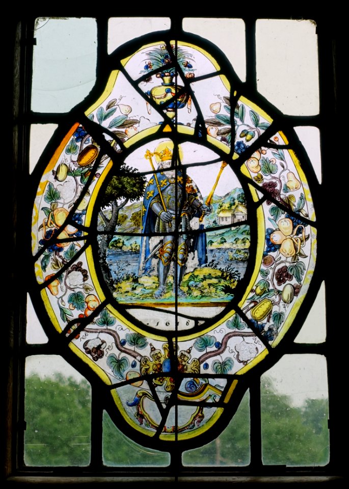 Saint Louis, King Louis IX, King of France, Belgium, 1618, stained glass - Packwood House - Warwickshire, England - DSC08900
