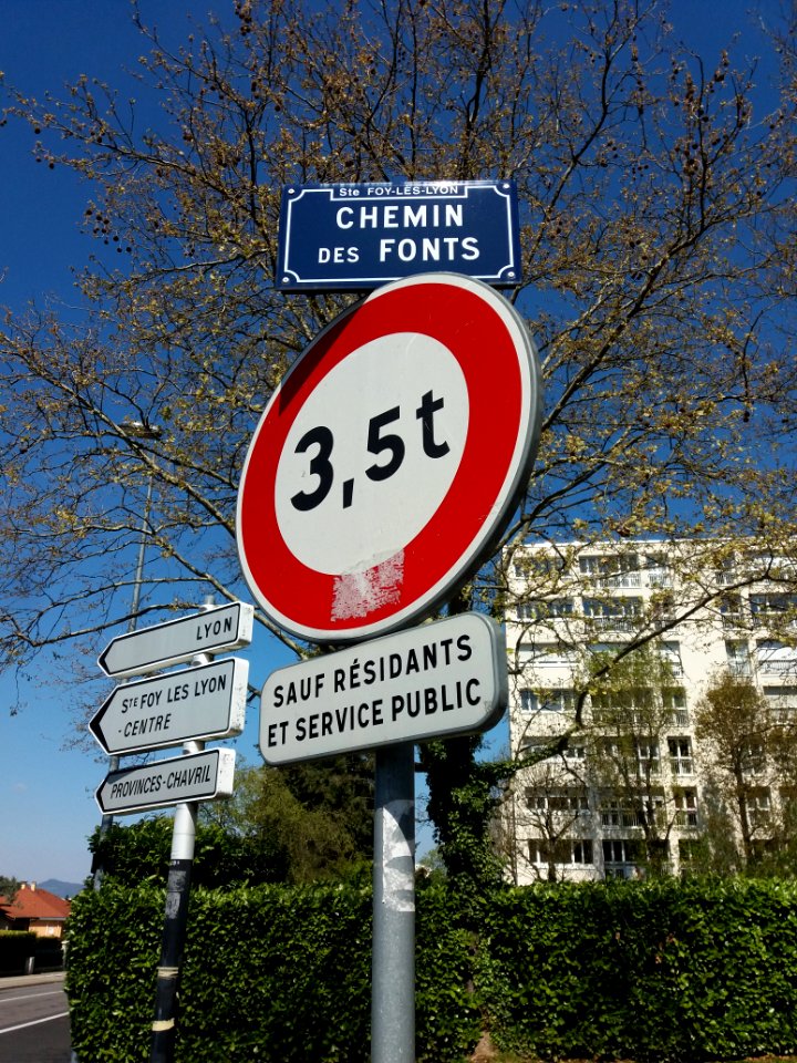 Sainte-Foy-lès-Lyon - Chemin des Fonts - Plaque et panneaux