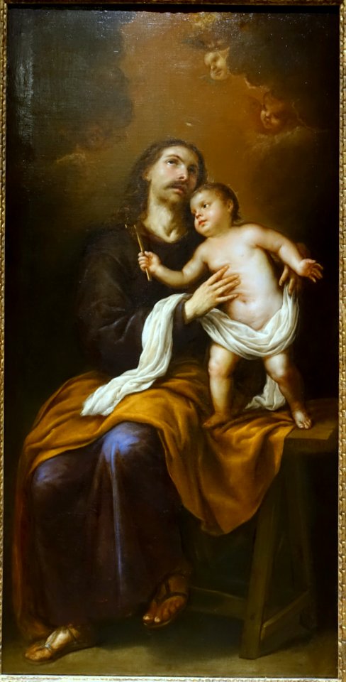 Saint Joseph and the Christ Child, by Antonio de Pereda y Salgado, Spanish, 1655, oil on panel - Meadows Museum - Southern Methodist University - DSC05407