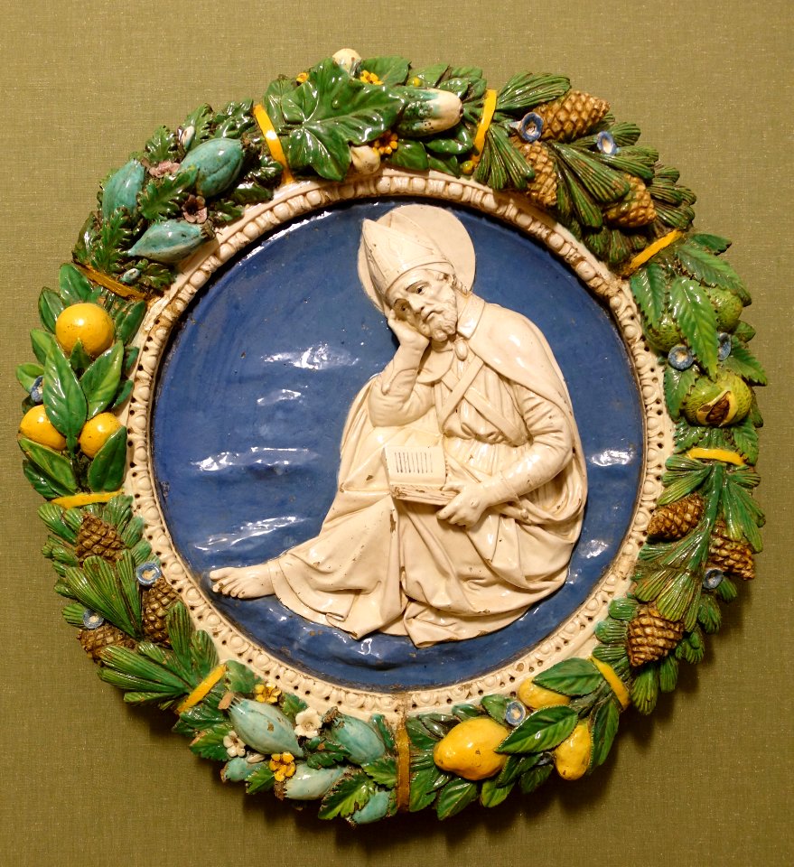 Saint Ambrose by Andrea della Robbia, Florence, c. 1490, glazed terracotta - Bode-Museum - DSC02969