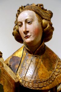 Saint Catherine of Alexandria, perhaps Middle Rhine, c. 1510, linden wood, view 2 - Hessisches Landesmuseum Darmstadt - Darmstadt, Germany - DSC00366