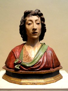 Saint John the Baptist, probably after a model by Desiderio da Settignano, c. 1490, painted terracotta - National Gallery of Art, Washington - DSC08849