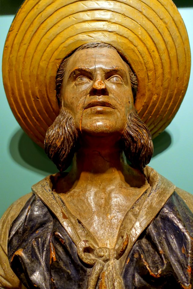 Sailor (tobacconists signboard) detail by Louis Jobin (1845-1928), 1873, wood, paint - Château Ramezay - Montreal, Canada - DSC07579