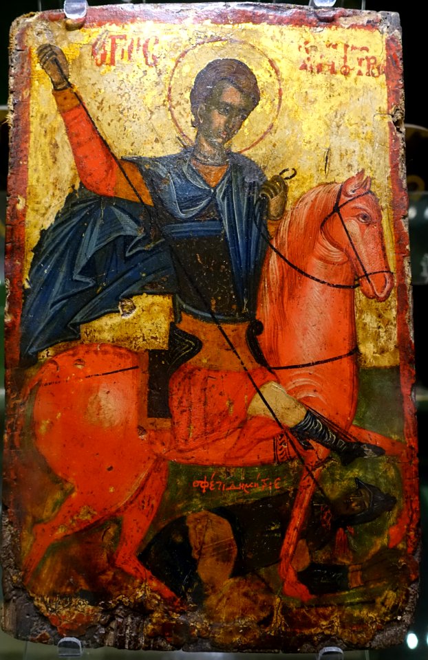 Saint Demetrios on horseback, Serbo-Macedonian, 17th century, inv. 43652 - Pinacoteca Vaticana - Vatican Museums - DSC01242