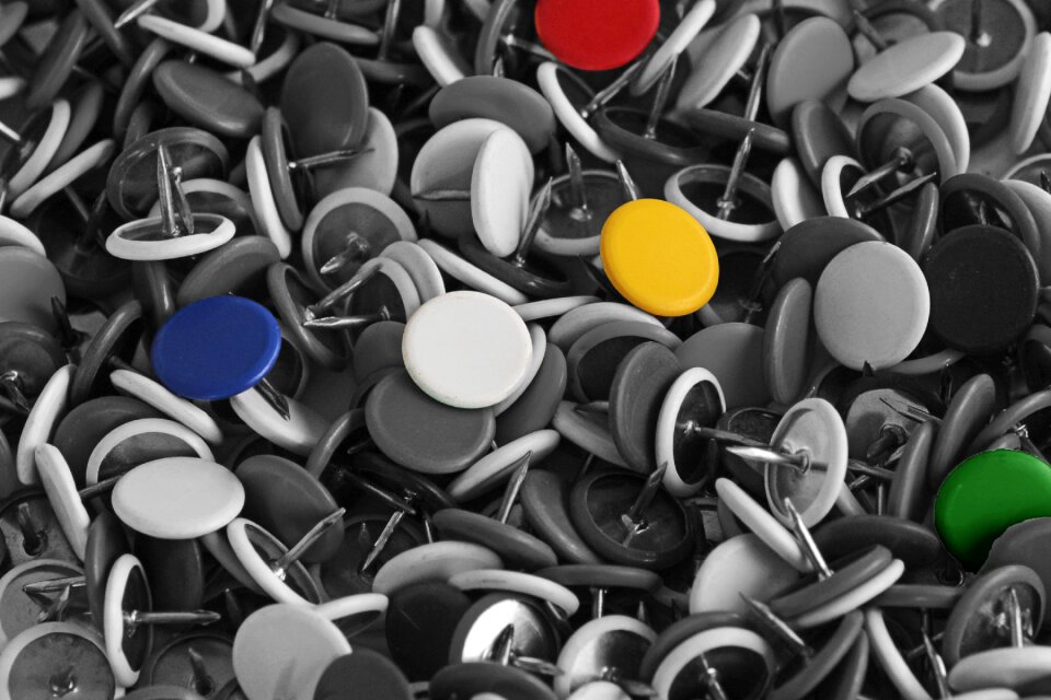Colorful black and white pin