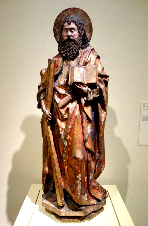 Saint Andrew, Spain, 15th century, limestone with polychromy - Cincinnati Art Museum - DSC04446