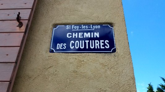 Sainte-Foy-lès-Lyon - Chemin des Coutures - Plaque photo