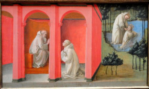 Saint Benedict Orders Saint Maurus to the Rescue of Saint Placidus, by Fra Filippo Lippi, c. 1445-1450, tempera on panel - National Gallery of Art, Washington - DSC08902