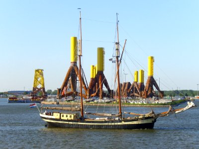 Sailing ship Zuiderzee with tripods