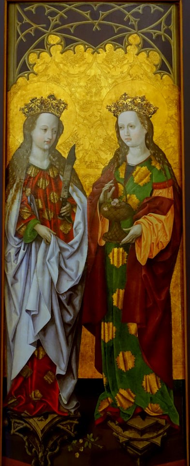 Saint Agatha and Saint Dorothy, Franconian master, c. 1505-1510, paint on wood - Mainfränkisches Museum - Würzburg, Germany - DSC05187