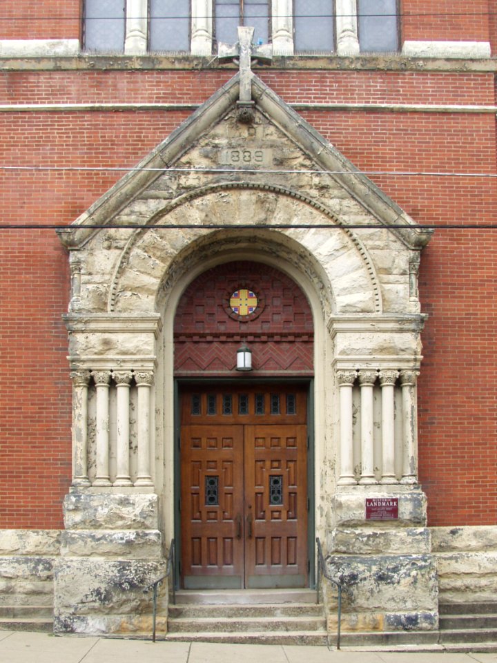 Saint Adalbert of Prague Church entrance, South Side, Pittsburgh, 2019-09-23