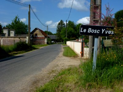 Saint-Éloi-de-Fourques (Eure, Fr) city limit sign Le Bosc Yves