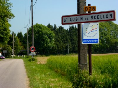 Saint-Aubin-de-Scellon (Eure, Fr) city limit sign