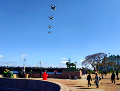 Saint Petersburg. Flypast in honor of 75th anniversary of the Victory. Victory Day, 9 May 2020