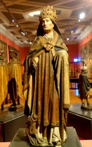 Saint Sylvester by Andre I Keldermans or Antoine I Keldermans, Brabant, perhaps Malines, c. 1480-1500, limestone, polychrome - Cinquantenaire Museum - Brussels, Belgium - DSC08674