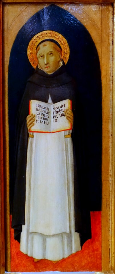 Saint Thomas Aquinas by (follower of) Sano di Pietro, c. 1480, tempera on wood panel - University of Arizona Museum of Art - University of Arizona - Tucson, AZ - DSC08273