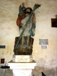 Saint-Christophe-du-Jambet (Sarthe) église, statue St. Christophe