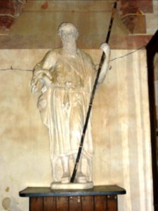 Saint-Christophe-du-Jambet (Sarthe) église, statue pèlerin