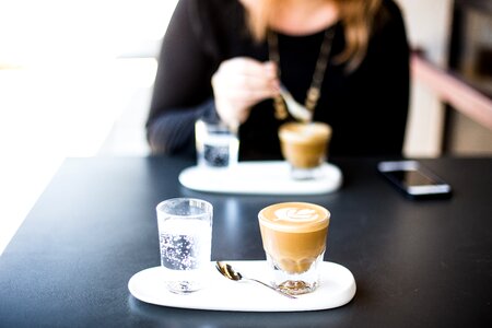 Black table breakfast cappuccino photo