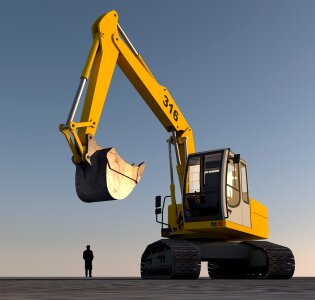 Backhoe bucket machine wireframe