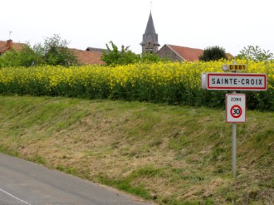 Sainte-Croix (Aisne) city limit sign