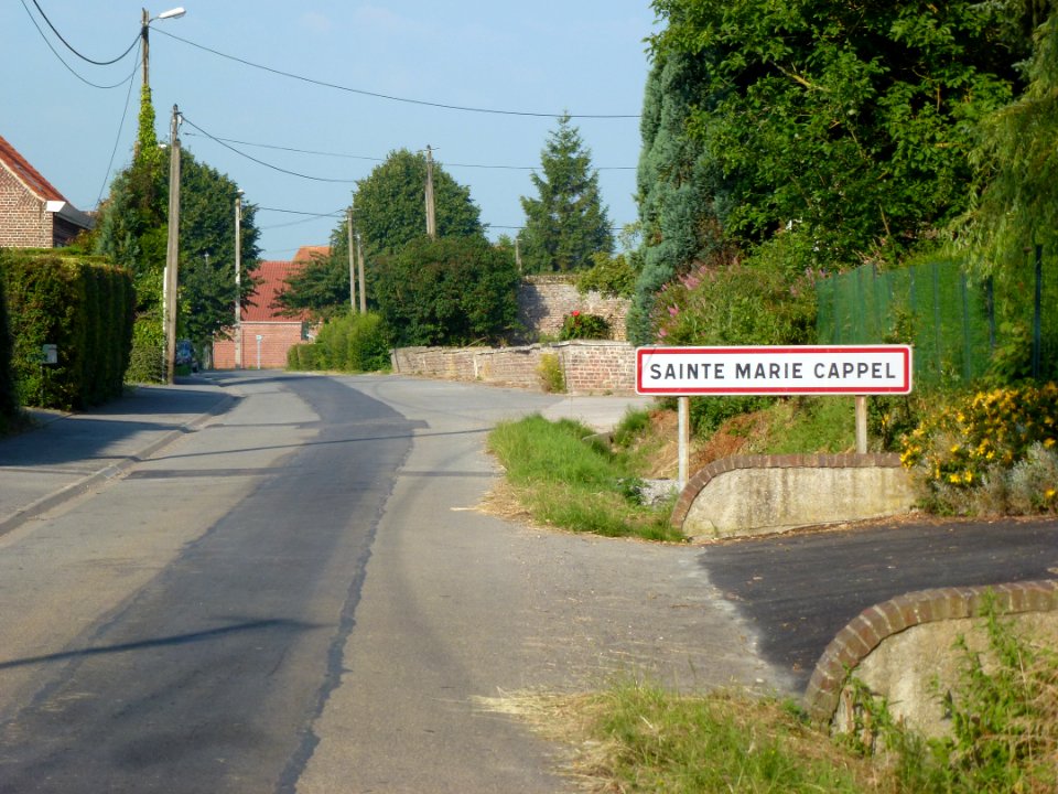 Sainte-Marie-Cappel (Nord, Fr) city limit sign