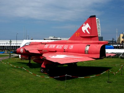 Saab Viggen No57 The Show Must Go On at the Teknikens och Sjöfartens hus, Science and Maritime House pic2