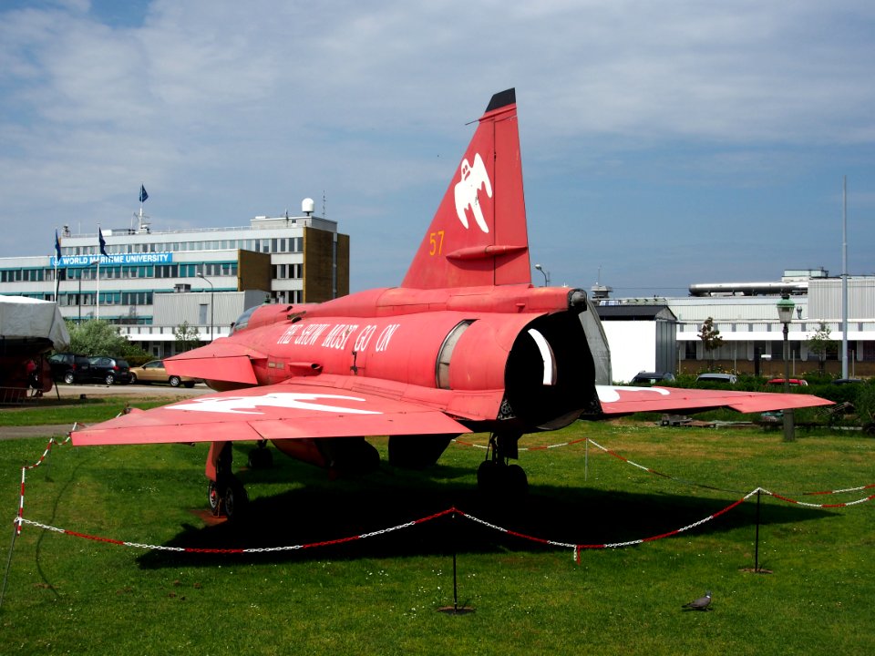 Saab Viggen No57 The Show Must Go On at the Teknikens och Sjöfartens hus, Science and Maritime House pic3