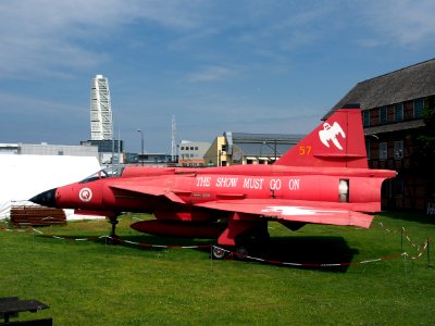 Saab Viggen No57 The Show Must Go On at the Teknikens och Sjöfartens hus, Science and Maritime House pic1