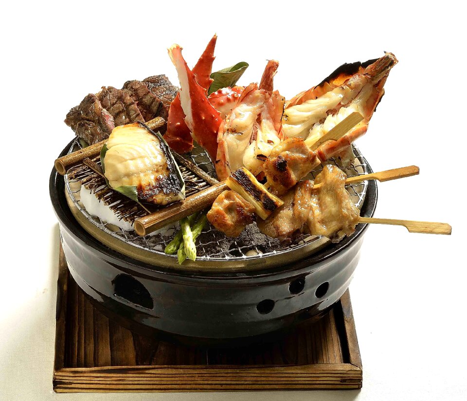 Asian food barbecue seafood