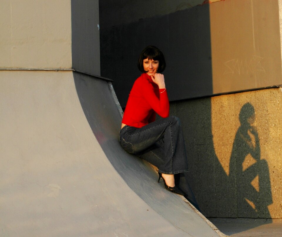 Character shadow the low sun