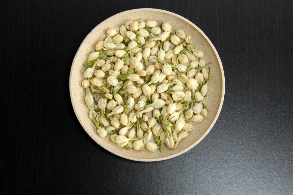 Jasmine tea dried flowers product photography