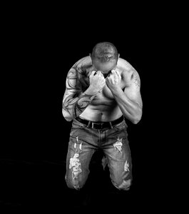 Man black and white black